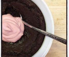 Chocolate Mug Cake with Strawberry Cream 